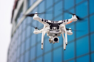 Hovering drone that takes pictures of city sights